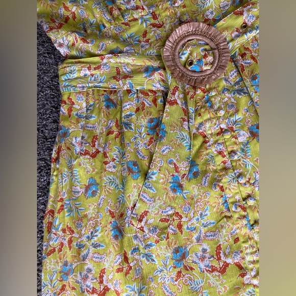 Sam Edelman Lemon Floral Cotton Maxi Dress Belted NWT Size L - Picture 7 of 15